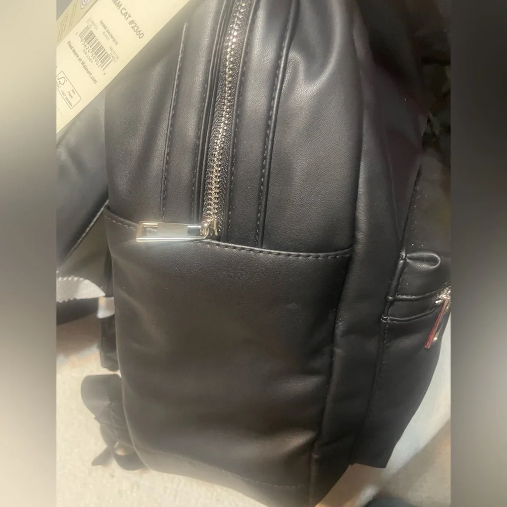 No Boundaries Black Faux Leather‎ Dome Backpack NWT Minimalist Chic